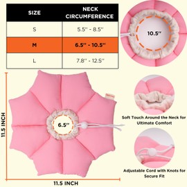Puffy Crew Puffy Crew Soft Cat Cone Collar, Adjustable Waterproof Recovery Collar, Lightweight Elizabethan e Collar for Cats of All Breeds (Pink, Medium, Neck Circumference 6.5'' - 10.5'')