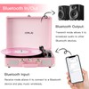 JORLAI Pink Vinyl Record Player 3 Speeds Portable Suitcase Turntable
