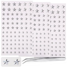 264 Pcs Star Gem Stickers Self Adhesive Rhinestone Stickers Silver Star Body Jewels Acrylic Face Gems Stick on Bling Hair Diamond Decals Sparkly Crystal Pearls for Face Eye Nails Crafts Decoration
