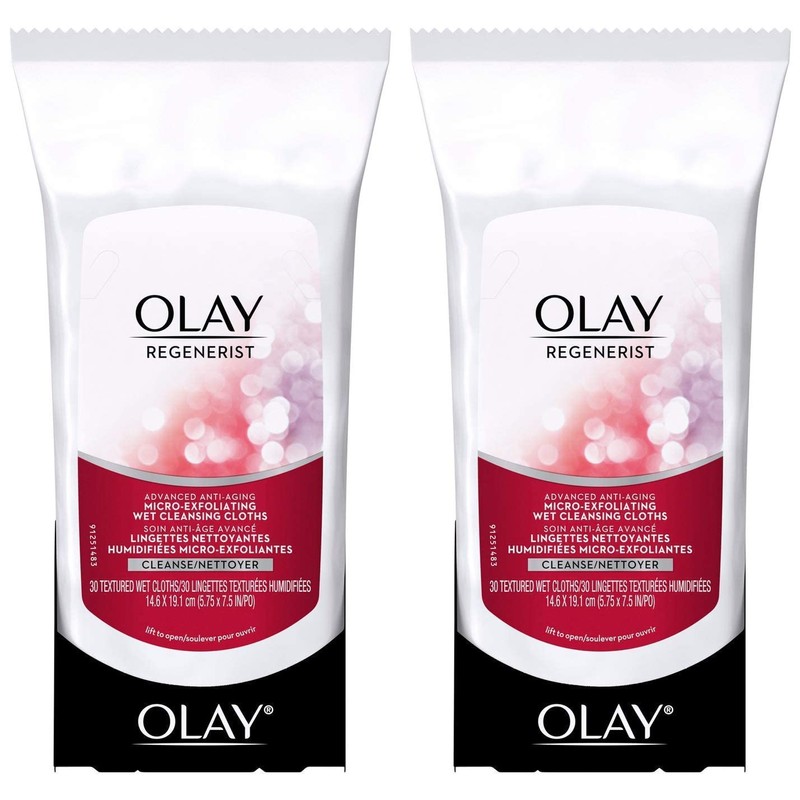 OLAY Regenerist Advanced - Paos de limpieza antiedad microexfoliantes, 30