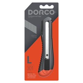 DORCO Professional Quality Utility Box Cutter Knife L301 - Auto-Lock Safety System, Large Design, Retractable, Built-In Snap-Off Tool, Replaceable Carbon Steel Blade - 18mm
