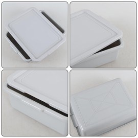 Easymanie 3-Pack 13 L Plastic Bus Tub Box, Commercial Bus Tub with Lid, Grey