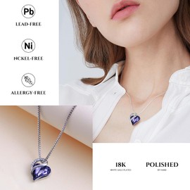 LIAN 925 Sterling Silver Infinity Love Heart Necklace Birthstone Necklace for Women Love Heart Pendant Necklaces Birthstone Valentine’s Day Jewelry Tanzanite Purple