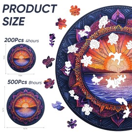 Qiuenisray Wooden Puzzles for Woman 500 Pieces, Sunset Jigsaw Puzzles, Wall Decor Puzzle, FSC Certified Unique Shape Animal Adult Puzzles, Wood Puzzles Best Gift for Teengaer 16.7x16.7 in