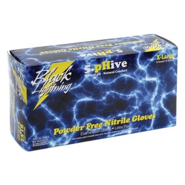 Atlantic Safety Products Black Lightning Gloves BL-L, Large, Box of 100 Gloves