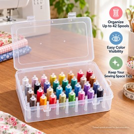42-Spool Sewing Thread Organizer Box for Craft Storage – Portable Clear Thread Holder for Easy Access at Home or On the Go