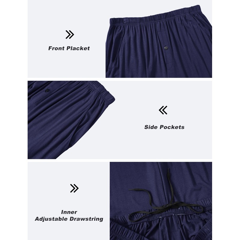 MoFiz Men's Pajama Bottom Pants Modal Lightweight Sleep Lounge Homewear
