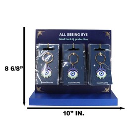 Ebros Gift Witchcraft Wicca Metaphysical Pack of 24 All Seeing Eye Of Protection And Good Luck Enameled Metal Ornament Talisman Keychain Keyrings With Display Stand Ancient Spirituality