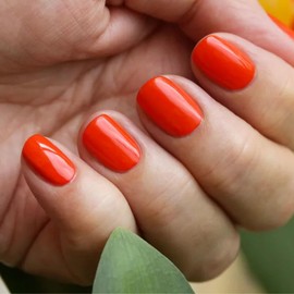Orange Nail Polish - Bright Orange Nail Varnish - Glossy Neon orange nail Polish - No UV Needed Quick Dry Neon nail polish - Long Lasting Chip Resistant Breathable nail polish DIY Manicure Decorations