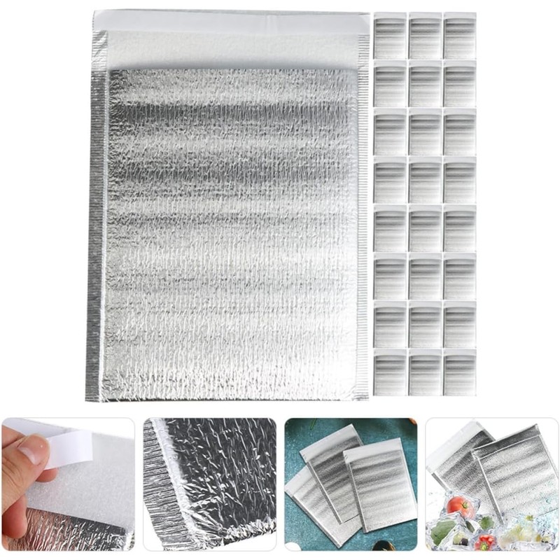 100 Piezas Bolsa Térmica de Aluminio Plata Aislamiento