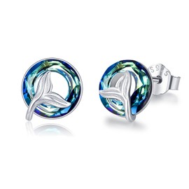 Witch Celtic Earrings/Mermaid/Turtle Stud Earrings, 925 Sterling Silver, Crystal Stud Earrings, Hypoallergenic Earrings, Jewellery Gifts for Women, Sterling Silver