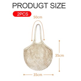 KGDUYC Pack of 2 Shopping Net Reusable - Shopping Bags Cotton Rope, Mesh Bag, Mesh Bag, Mesh Bag, for Shopping Market (Beige)