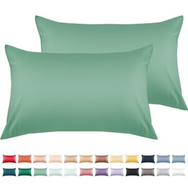 Warmstar Cotton Pillow Cases Standard Size Set of 2, 600 Thread Count Pillowcases 20x26 Inches, Soft Long Staple Cotton Pillowcases Breathable with Envelope Closure,Zephyr Green