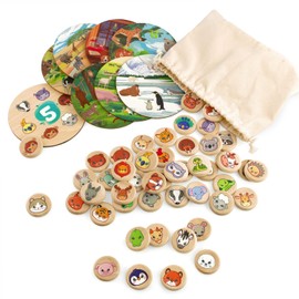 Ulanik Animals Bingo Game, Board Games for 3 Year Olds, Wooden Board Games for Kids 4, 5, 6, 7, 8 Years Old, Toddler Board Games, Educational Preschool Toys — 48 pcs