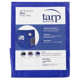 Kotap TRA-1212 Waterproof All-Purpose Multi-Use Protection/Coverage 5-mil Poly Tarp, Cut Size: 12 x 12'/Finished Size: 11' 4" X 11' 6", Blue