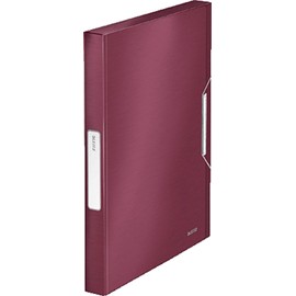 Leitz 39560028 Box File, Holds up to 250 A4 Sheets, Elastic Closure, Flexible Plastic, Garnet Red, Style Range