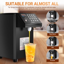 Vtsmax Automatic Fructose Dispenser Machine for Commercial, Upgrade 8.98QT High Capacity 304 Stainless Steel Syrup Dispenser for Bubble Tea and Coffee Shop, Bakery(Black)