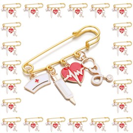 PHAETON 20PCS Nurses RN Gift Heartbeat Charm Stethoscope Charm Pin Brooch Nurse Brooch Birthday Graduation Jewelry Nurse's Day Gifts Pharmacist Graduation Gifts