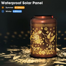2 Pack Hummingbird Solar Lanterns Outdoor Waterproof, Solar Lanterns Decorative Birthday Mothers Fathers Day Gifts for Dad Husband, Mom, Men, Hanging Lantern Outdoor for Patio, Porch, Garden Decor