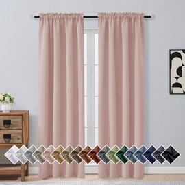 OVZME Blush Pink Blackout Curtains 2 Panels for Girls Room, Thermal Insulated Room Darkening Curtains for Living Room, Energy Saving Window Treatment Curtains Blackout Drapes, 2x40Wx84L Inches