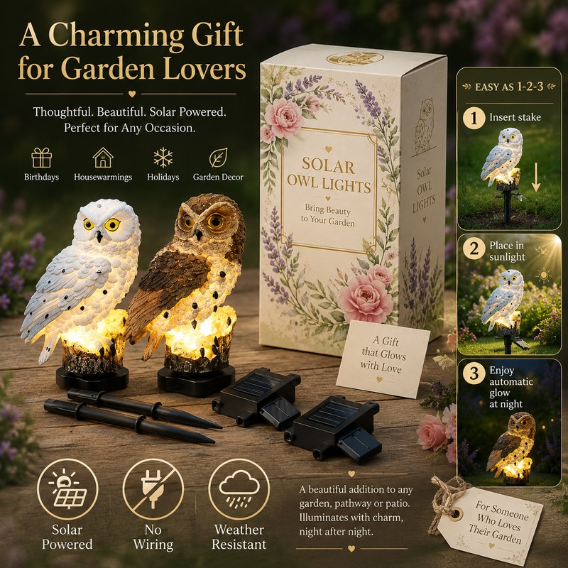 Solar Owl Garden Light for Outdoor Decor – Waterproof LED