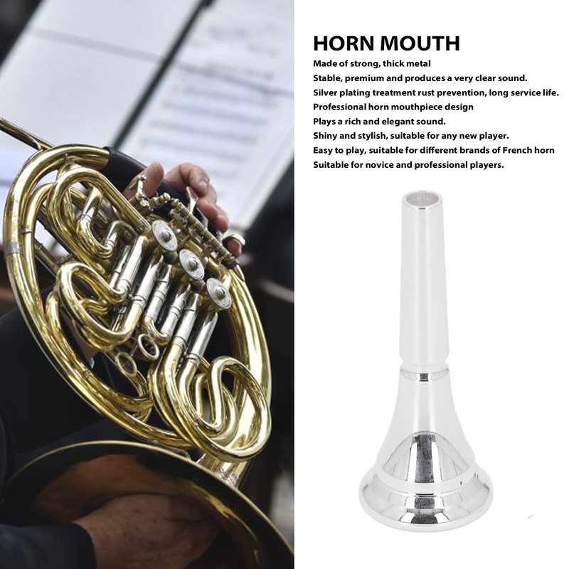 French Horn Mouthpiece Metal Silver Plated Standard French Horn Mouth