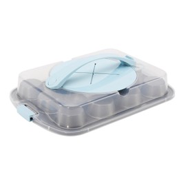 GoodCook Sweet Creations Bake-Take-Serve Nonstick Cupcake Pan Set with Tiered Stand, Silver/Blue