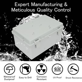HoHaing Junction Box IP65 Waterproof Electrical Box Outdoor ABS Plastic Project Box Hinged Shell Universal Enclosure Box with Mounting Plate, Wall Brackets, Cable Glands 11.4" x 7.5" x 5.5"