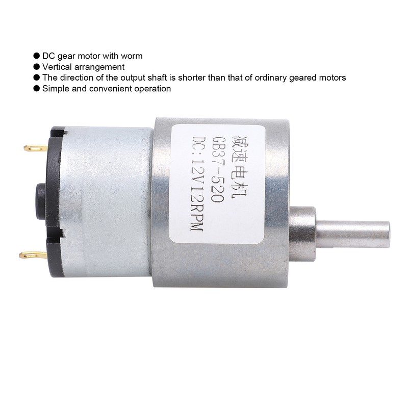 DC Motor 12V 12RPM Reducer Shaft SelfLocking Geared Motor for