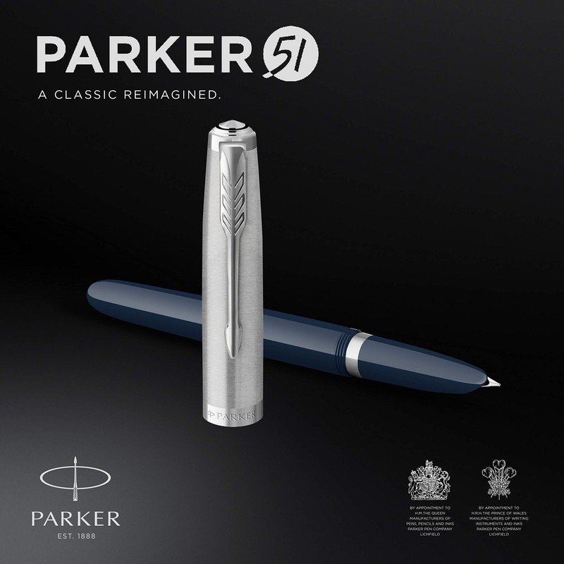 Parker 2123504 Fountain Pen, F, Fine Point, 51, Midnight Blue,