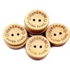 100 PCS Round 2 Hole Handmade with Love Wooden Button