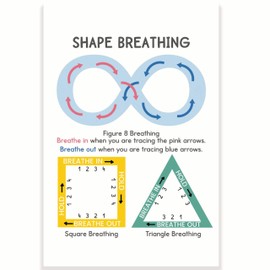 Shape Breathing Classroom Poster - Breathing Exercise Poster - Positive Mental Health - Counselor Therapist Office 12 x 18" - Classroom Decor - Classroom Must Haves - Back To School Decor - CPS0125
