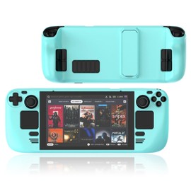 Steam Deck Case, Kickstand Protective Case Compatible with Steam Deck/Steam Deck OLED, Non-Slip Scratches Dust Fingerprints Resistant Protective Shell Steam Deck Accessories (Cyan)