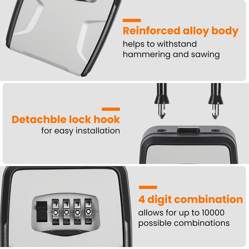 Fayleeko Portable Key Lock Box, Lock Box Wall Mounted for