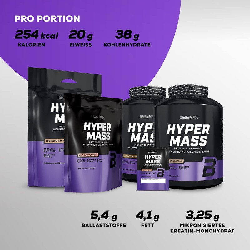 BioTechUSA Hyper Mass - Mass Gainer mit Kohlenhydraten & Proteinmischung