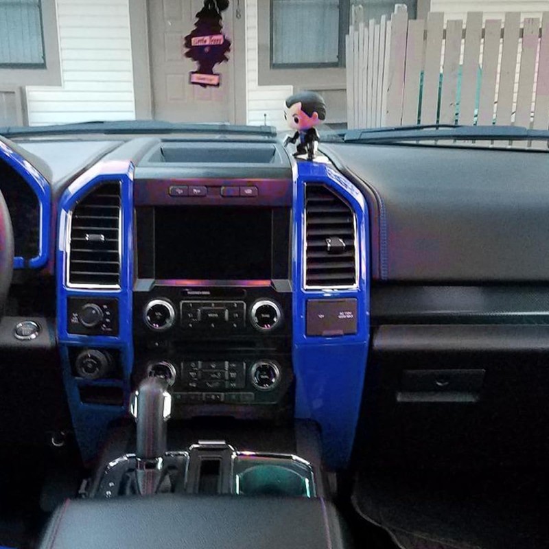 Keptrim for F150 Blue Central Console Air Conditioner Panel Trim