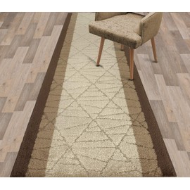 REMNAZ Home Modern Runner Rug for Entryway Hallway Kitchen, Non-Slip Backing for Strong Grip on Slippery Floors, Pet-Friendly, Rolled to Lay Flat, 10 ft, Minimalist Abstract Style, Gradient Brown