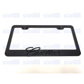 Unbranded 1pc 3D BlackCadillac Emblem Badge BLACK Stainless Metal License Plate Frame