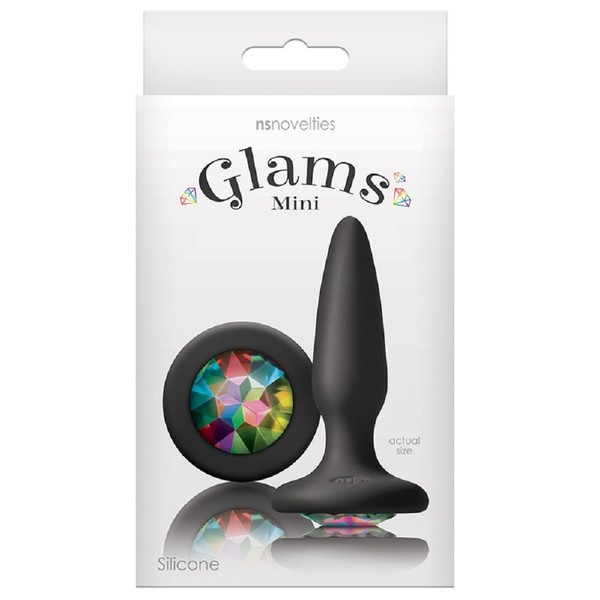 Glams Mini Plug - Rainbow Gem with Free Bottle of Adult Toy Cleaner