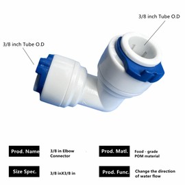 10 Pack 3/8 RO Tubing Elbow Connector 90 degree 3/8 Water Line Fittings Push to Connect Fittings for RO/DI Water Filter System/aquarium