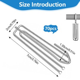 Pack of 70 Metal Curtain Hooks, 4 Prong Pinch Curtain Hooks, Curtain Hooks, Stainless Steel Shower Curtain Hooks, Curtain Hooks for Pinch Folded Head Curtains, Door Curtains, Window Curtains