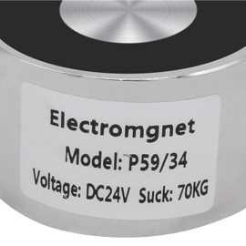 Uxney DC 24V 700N 154LB/70Kg Suction Cup Round Electromagnet Magnetic Lifting Cylinder 59 x 34 mm