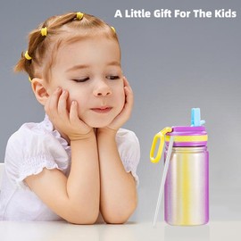 weisidi Kids Water Bottle, Leak-proof Kids Cup With Straws Lids, Stainless Steel Vacuum Double Wall Insulated cup, Kids Water Bottle for School, 12oz-16oz (Carnival)