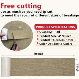Gheeidau Linen Repair Tape 4x70 Inch Self-Adhesive Couch Patch Repair Fabric Patch for Furniture,Sofas,Cushion,Chairs,Bags,Linen Goods(Camel)