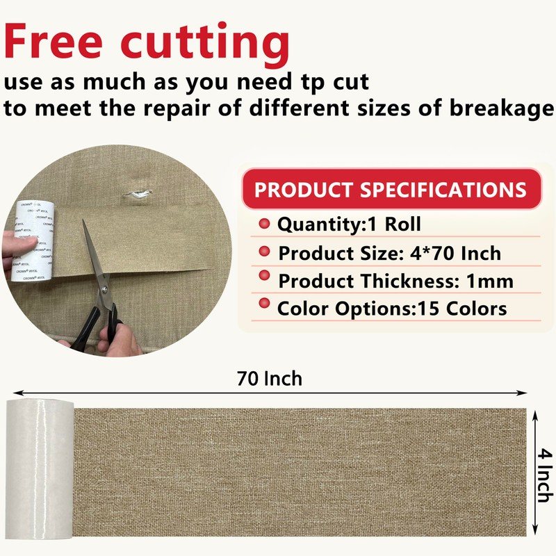 Gheeidau Linen Repair Tape 4x70 Inch Self-Adhesive Couch Patch Repair
