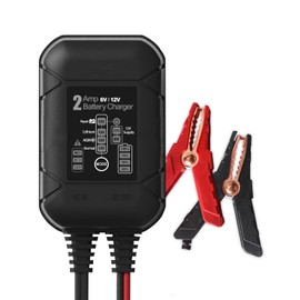 BYGD 2 Amp Car Battery Charger Automotive Smart Charger 6V/12V Trickle Charger for 2Ah - 40Ah Batteries, Battery Desulfator