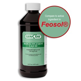 GeriCare High Potency Liquid Iron Supplement | Liquid Iron for Adults | for Anemia and Iron Deficiency | 220mg of Iron Per 5mL Dose. (Pack of 2)