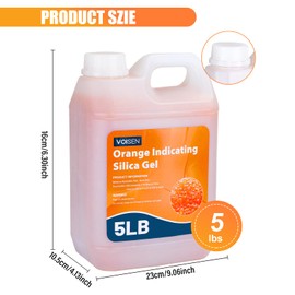 VOISEN 5 LBS Orange Indicating Silica Gel Desiccant Beads,Reusable Desiccant Industry Standard 3-5 mm,Desiccant for 3D Printer,Electronic,Clothes,Painting,Jewelry