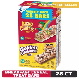General Mills Golden Grahams Lucky Charms Breakfast Cereal Treat Bars Variety Pack 28 ct