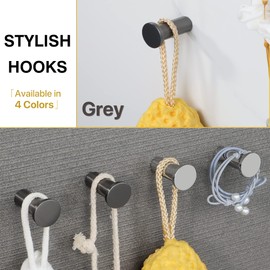 SAYAYO 4PCS Coat Hooks Wall Mounted SUS304 Stainless Steel Door Hooks for Hanging Towels Wall Hooks for Bathroom Heavy Duty Grey Finished, EGOY001Y-QH-4P
